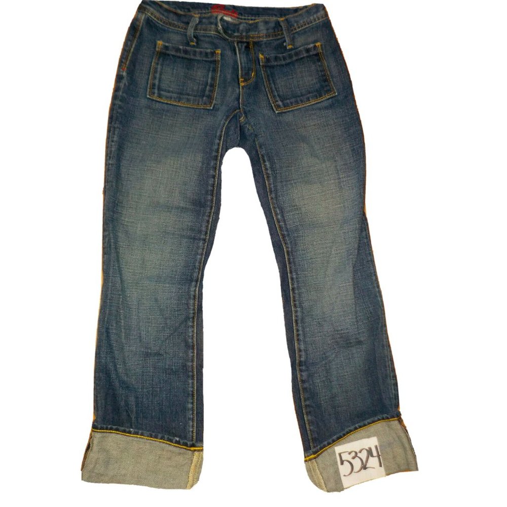 Blue Cult Cuffed Distressed Denim Cropped Jeans Capris Womens (28 x 26)